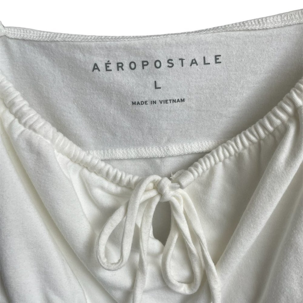 NWOT Women’s Aeropostale Keyhole Open Very Cropped Slim Fit Tank Top with Tie - Picture 4 of 7